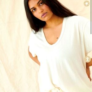 The Great U Neck Tee Washed White size 0